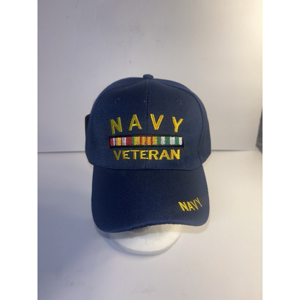Navy VETERAN  Embroidered Snapback Baseball Cap Hat‎ - Blue NEW